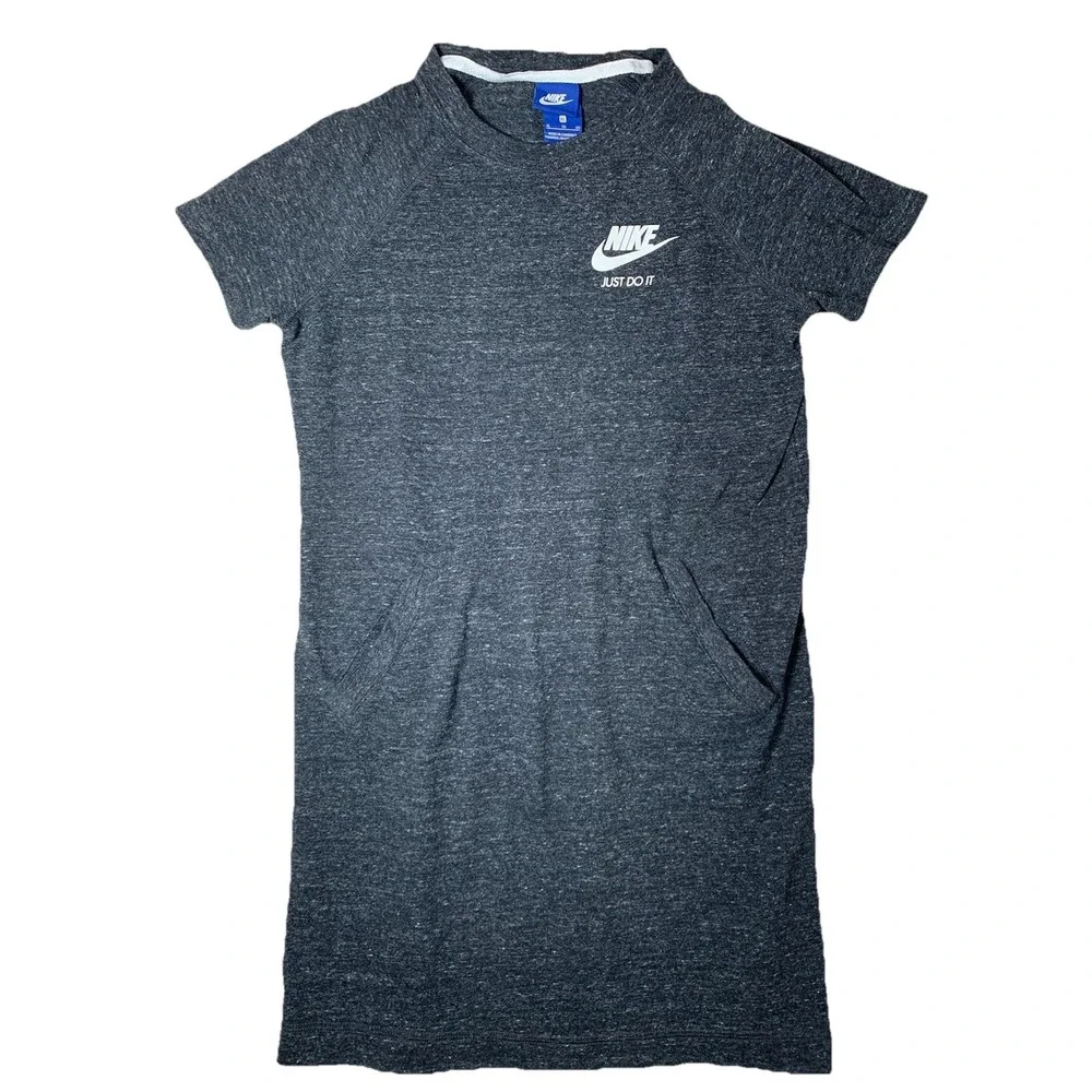 Nike T-Shirt Dress‎ Girls XL Dark Grey Excellent Raglan Pocket Sporty Dress